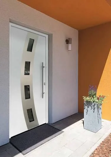Portoncino d'ingresso Ryterna bianco con inserto in alluminio spazzolato - IS Metal Teramo